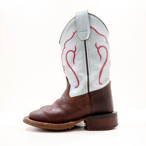 Old West Brown & Blue Leather Western Boots - Kids' 8.5